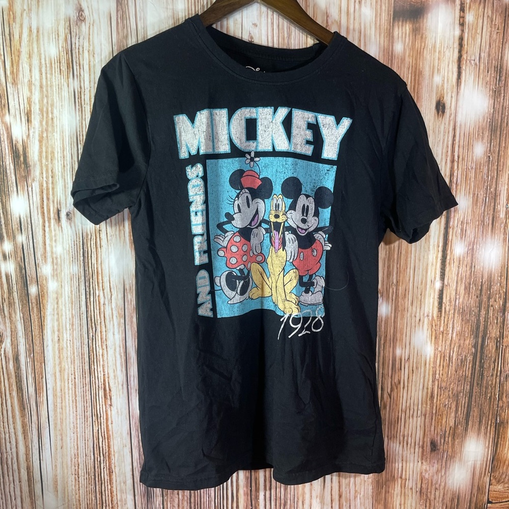 Cartoon Mickey And Friends 1928'  Black Graphic Tee Shirt Size Medium